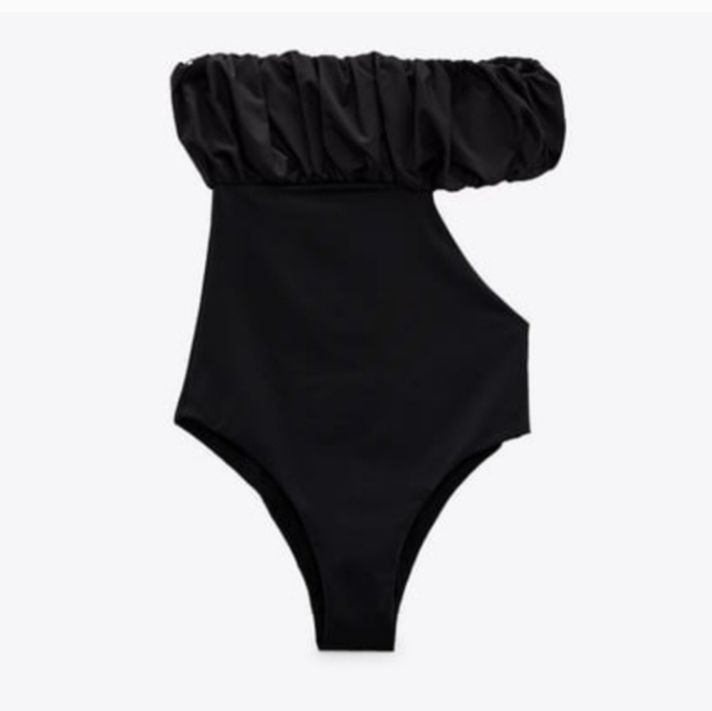 NWT Zara Swimsuit One Piece Strapless In Black Size XL - Picture 7 of 7